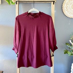 WOMENS RED WINE STUNNING FITTED BLOUSE - MEDIUM